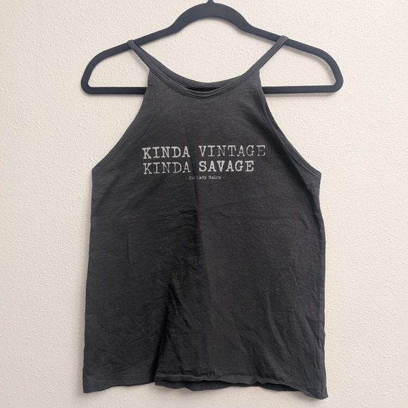 Lady Gains Kinda Vintage Kinda Savage Graphic Workout Tank Size Small - Picture 4 of 7